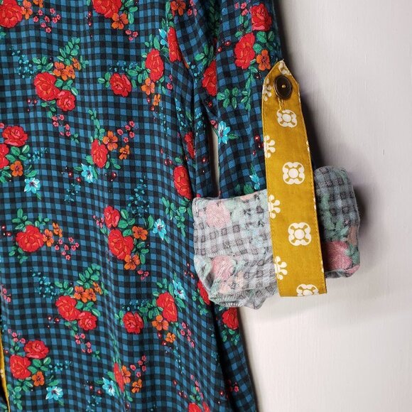 Matilda Jane Choose Your Own Path Shirt Dress S Teal Floral Button Down - Picture 7 of 11